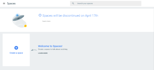 Google planira ugasiti svoj alat za grupne poruke, Spaces, 17. travnja 2017.
