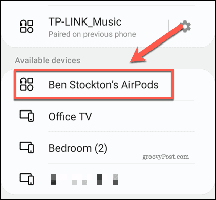 AirPods u Android Bluetooth izborniku za skeniranje