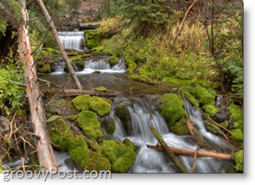 Fotografija - Primjer sporog zatvarača - Voda iz rijeke zelene šume