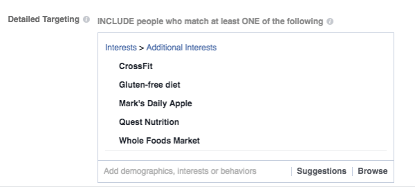 Instagram oglas tvrtke Bhu Foods cilja ljude na temelju demografskih podataka, oznaka "sviđa mi se" i interesa.