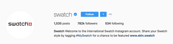 Swatch traži od korisnika da svoje postove označe s #MySwatch kako bi imali priliku biti istaknuti na njihovom Instagram računu.