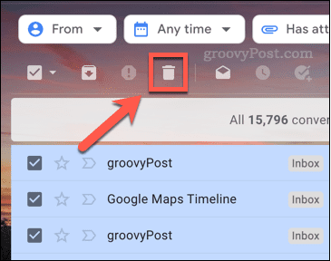 Ikona za brisanje e-poruka u Gmailu