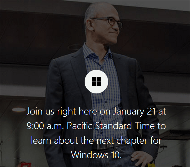Microsoftov kratki sažetak za Windows 10 koji prenosi uživo 21. siječnja