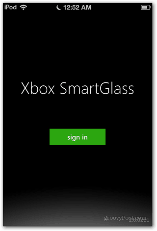 Xbox SmartGlass Prijavite se iOS