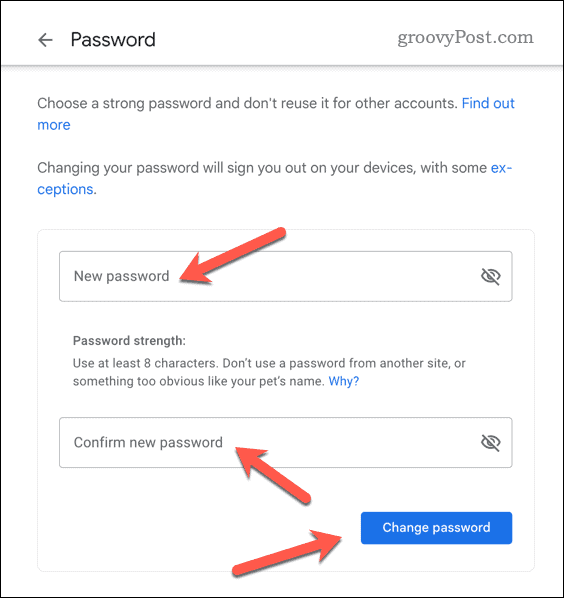 Postavite novu lozinku za Gmail