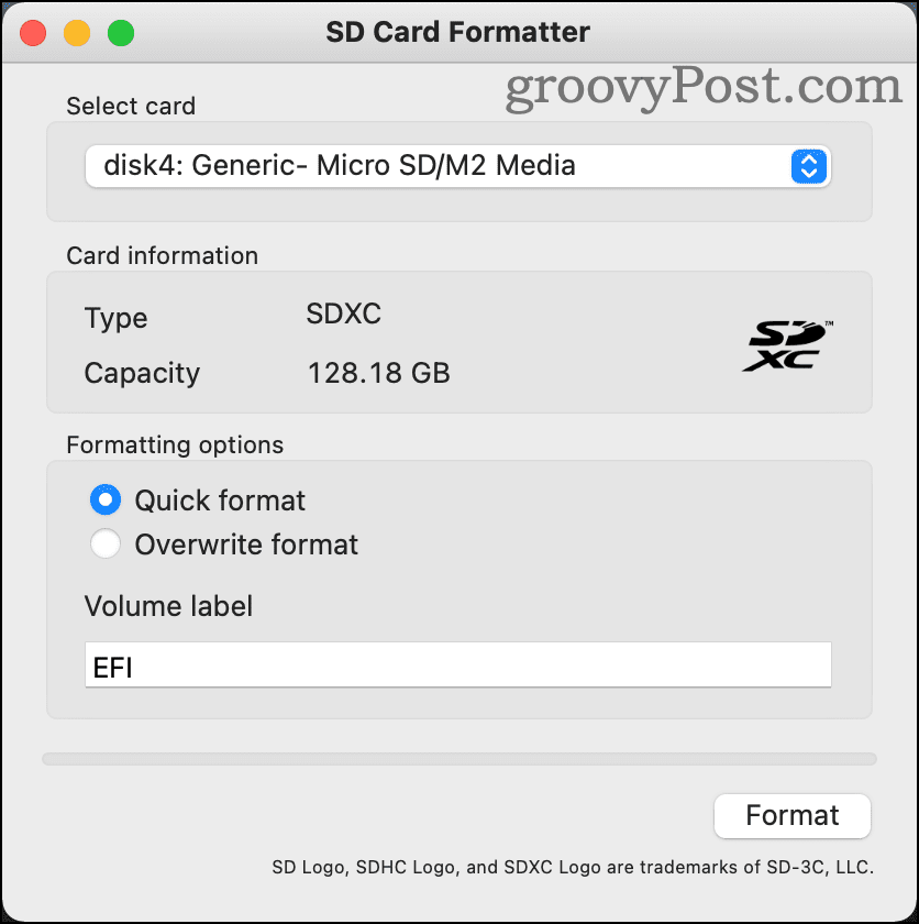 Formater SD kartice