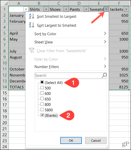 Filtrirajte prazne retke u Excelu