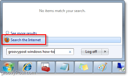 obavite Windows 7 pretraživanja i pretraživanja putem interneta iz okvira za izbornike Start, orb za pretraživanje