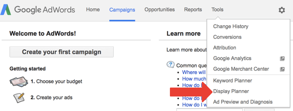 Planer za prikazivanje besplatan je alat u programu Google AdWords.