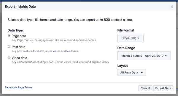 Izvezite svoje podatke Facebook Insights da biste pojednostavili analizu podataka.