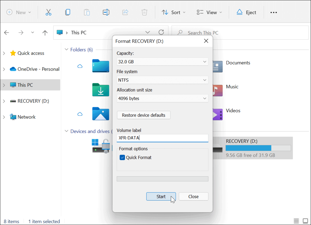 Kako formatirati pogon iz File Explorera u sustavu Windows 11