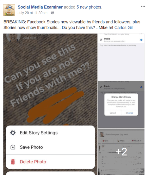 Facebook objavljuje javno dijeljenje i sličice za Stories.