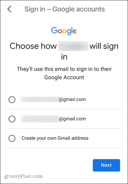 korisničko ime podređenog gmail računa