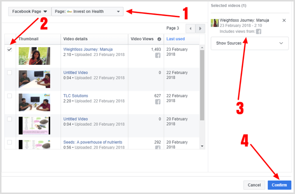 Kombinirajte gledatelje više videozapisa u jednu Facebook prilagođenu publiku.