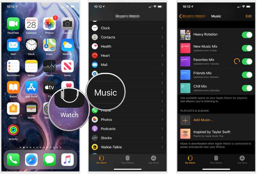 Aplikacija za glazbu Apple Watch