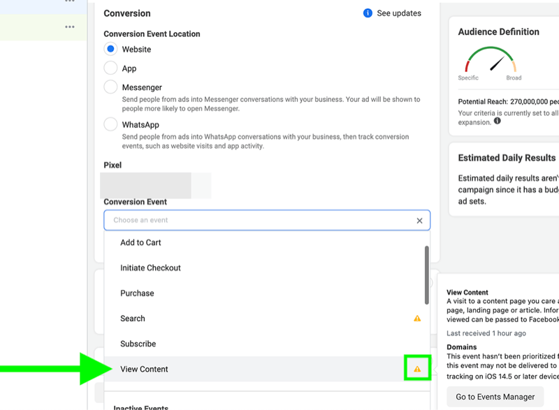 Optimizacija kampanje pomoću događaja koji nemaju prioritet za Facebook oglase: ispitivač društvenih medija