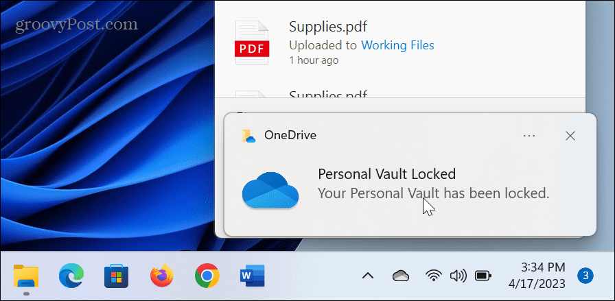 Vrijeme zaključavanja OneDrive osobnog trezora