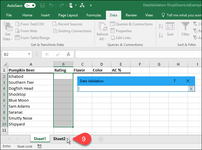 Kako stvoriti padajuće popise pomoću provjere podataka u Microsoft Excelu