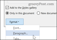 Kliknite Format> Odstavek