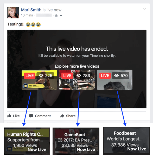 Čini se da Facebook eksperimentira s novom značajkom koja sugerira povezane videozapise uživo nakon završetka emitiranja.