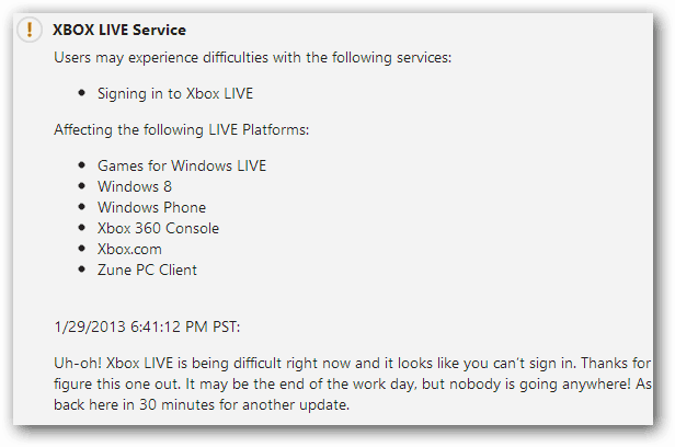 Ažuriranje servisa Xbox Live