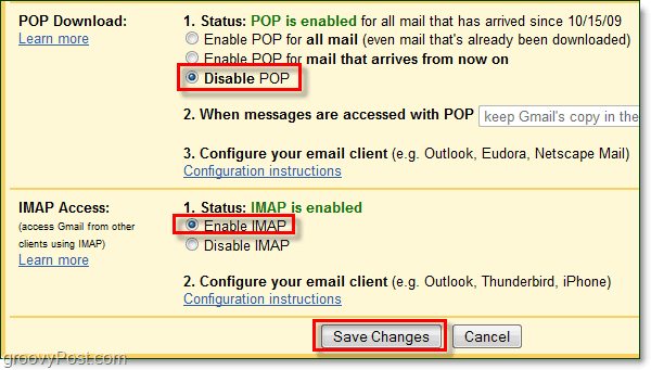 Povežite Gmail s Outlookom 2010 pomoću IMAP-a