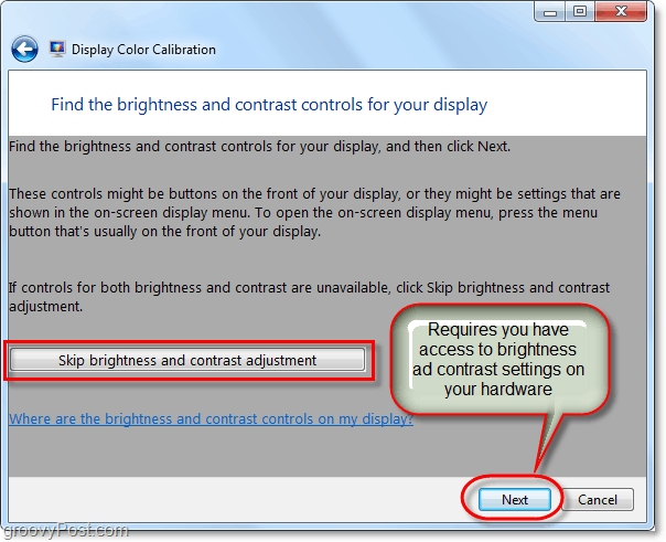 preskočite podešavanje kontrasta i svjetline na Windows 7