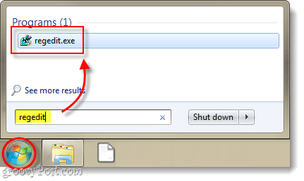 pokretanje urednika registra u sustavu Windows 7 ili Vista