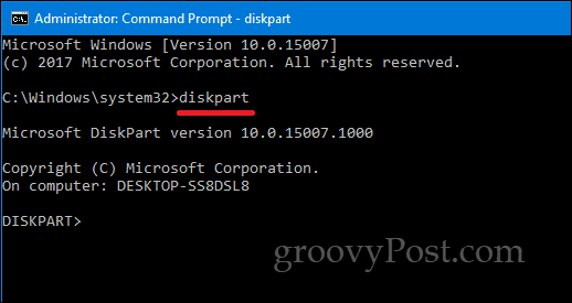 DiskPart Windows 10 naredbenog retka