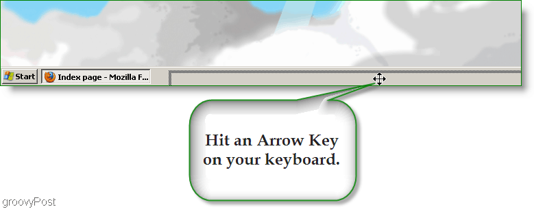 Slika zaslona za Windows XP - Pritisnite tipku sa strelicom da biste pronašli izgubljeni prozor