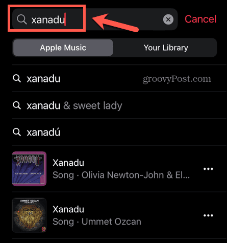 Apple Music upit za pretraživanje