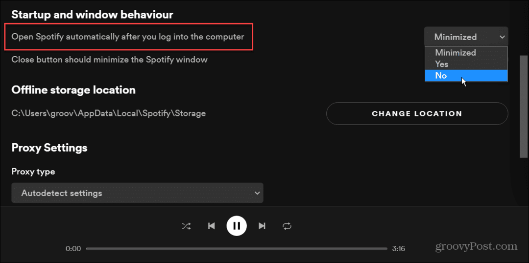 zaustaviti otvaranje spotifya pri pokretanju