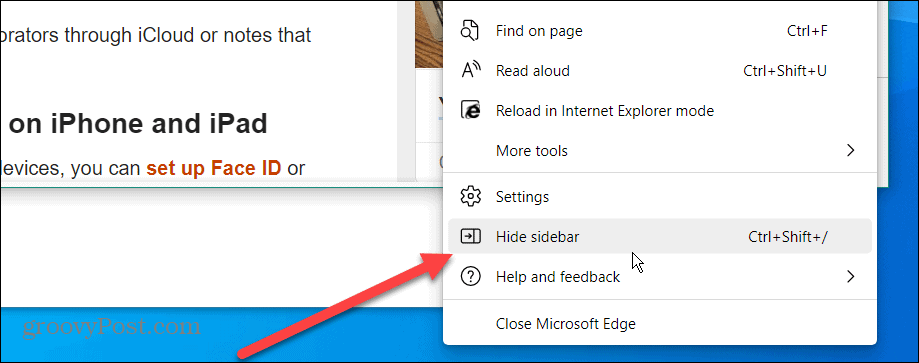 Onemogućite bočnu traku Microsoft Edge