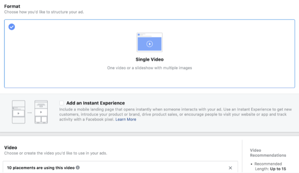 Facebook ThruPlay optimizacija za video oglase, korak 4.