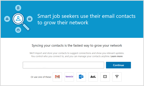 Alat LinkedIn za sinkronizaciju kontakata e-pošte s vašim računom LinkedIn