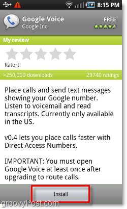 Mobilni Android Market Instalirajte Google Voice
