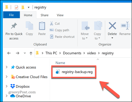 Otvorite datoteku sigurnosne kopije registra sustava Windows