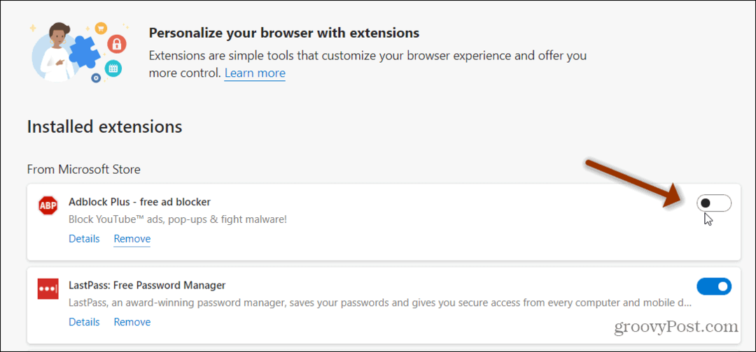 Kako onemogućiti proširenja u programu Microsoft Edge