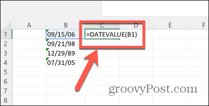 excel formula datevalue