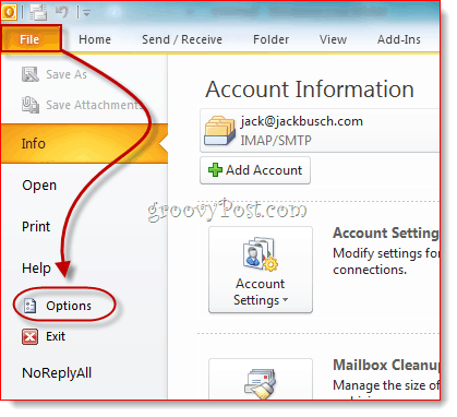 Otkrivanje kartice za razvojne programere u programu Outlook 2010