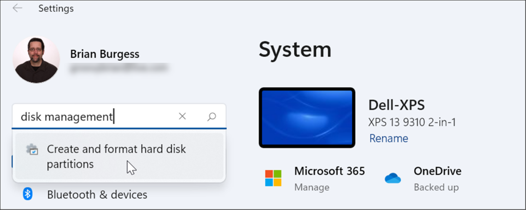 otvorite upravljanje diskom u postavkama sustava Windows 11