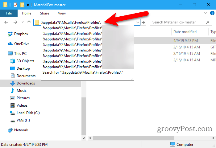 Zalijepi put profila u File Explorer