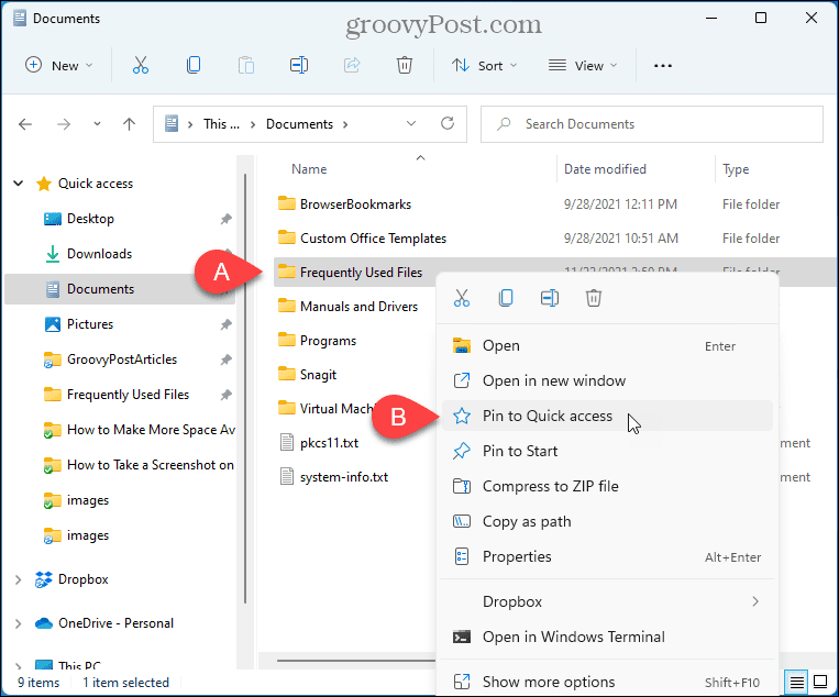 Odaberite Pin to Quick Access u File Exploreru