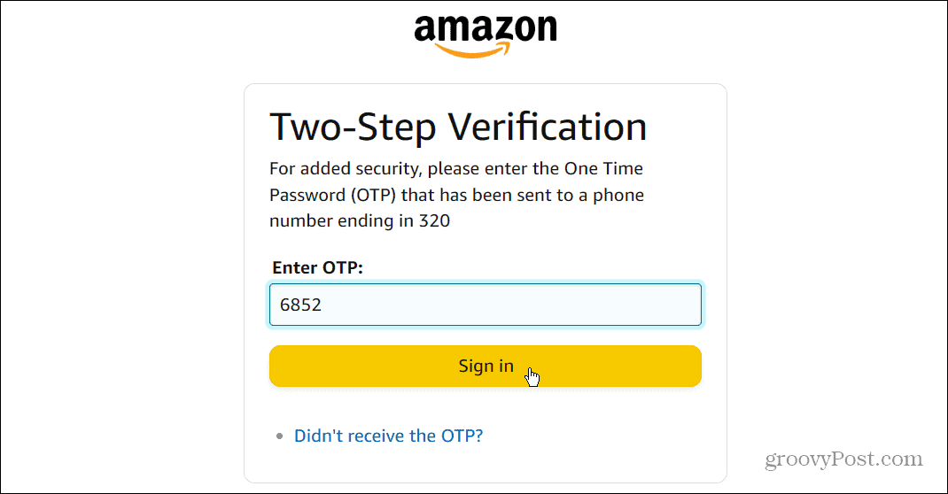jednokratna lozinka OTP Amazon
