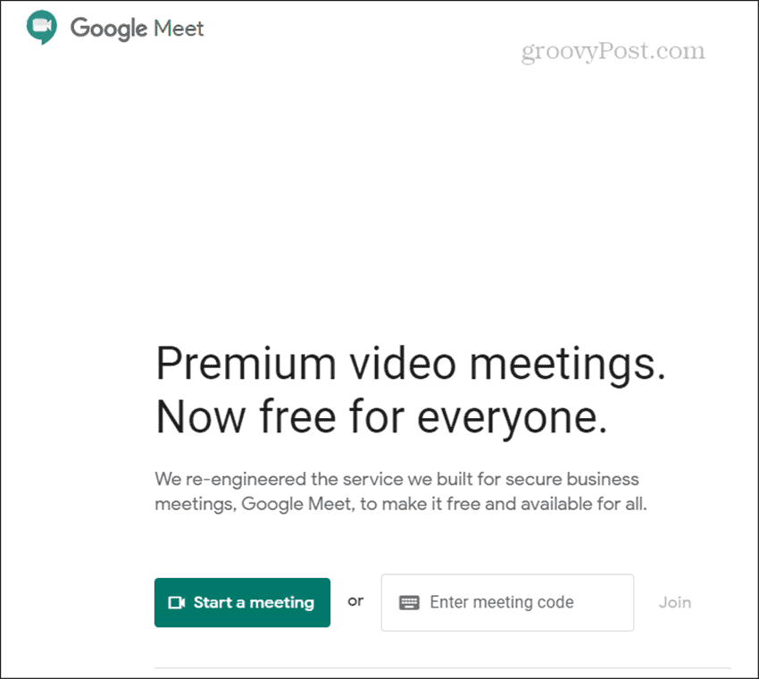Početak Google Meet-a