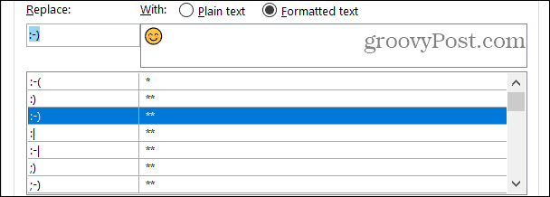 Zamjene formatiranog teksta u programu Word na sustavu Windows