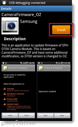 Instalacijski program za ažuriranje firmvera za Samsung fotoaparat
