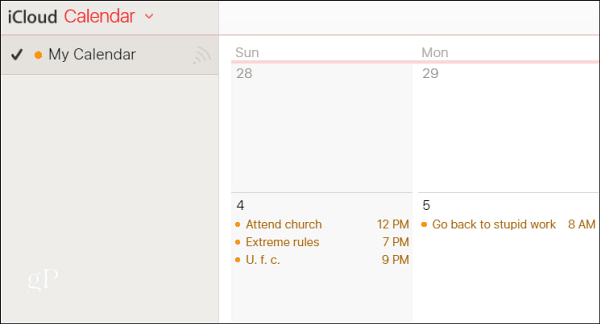 iCloud kalendar