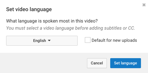 Odaberite jezik koji se najčešće govori u vašem YouTube videozapisu.