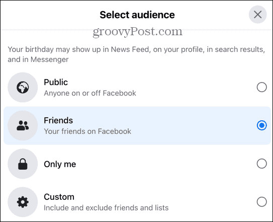 mogućnosti publike na Facebooku